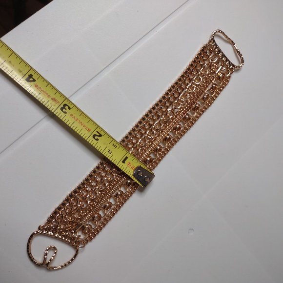 Pretty Layered Gold Tone Metal Chain Bracelet - Picture 10 of 11